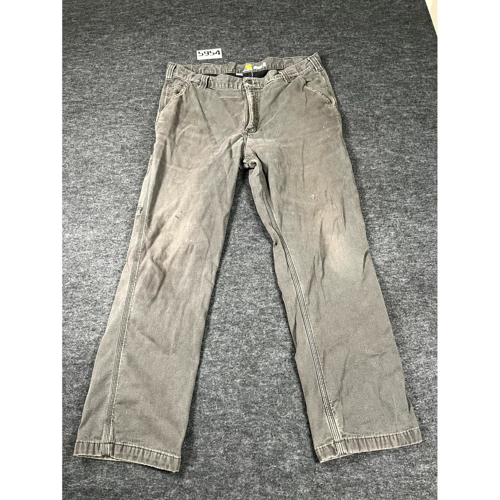 Carhartt Carpenter‎ Pants Mens 38x30 Gray Denim Relaxed Fit Canvas Work Wear